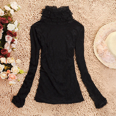 冬款加厚韓版蕾絲打底衫 雙層花邊領，優雅與溫暖并存